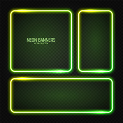 glowing neon banners illuminated colorful square vector image