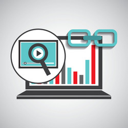 laptop graphs video player link web vector image