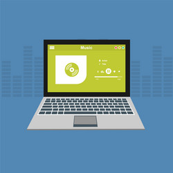 media player application app template with flat vector image