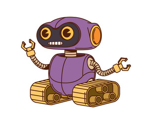 purple robot and bot groovy cute character vector image