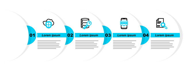 set line document with search mobile and password vector image