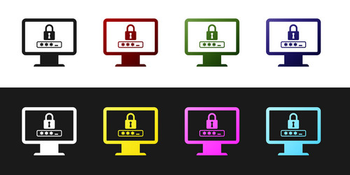 set monitor with password notification and lock vector image