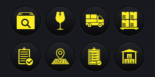set verification of delivery list cardboard boxes vector image