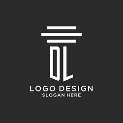 dl initials with simple pillar logo design vector image