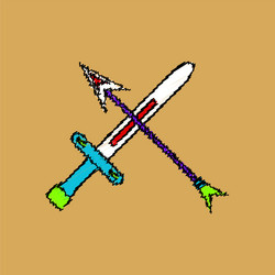 flat shading style icon sword and arrow vector