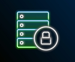 Glowing neon line server security with closed vector