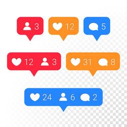 Notification application icons heart message vector