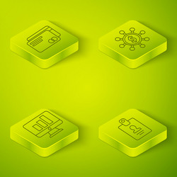 set isometric dollar share network monitor vector image