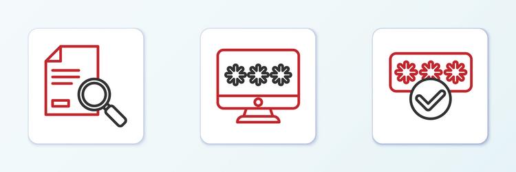 set line password protection document with search vector image