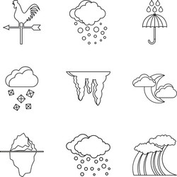 weather conditions icons set outline style vector image