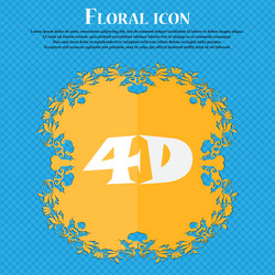 4d sign icon 4d-new technology symbol floral flat vector