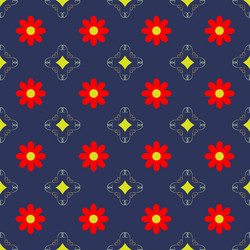 abstract pattern with red flower on dark vector image