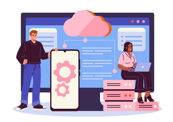 cloud computing teamwork concept scene vector image