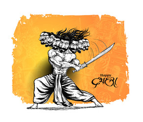 dussehra celebration - angry ravana with ten Vector Image