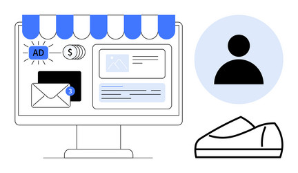 e-commerce web interface with ads messages vector image