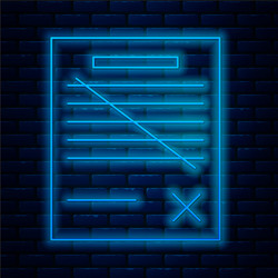 glowing neon line delete file document icon vector image