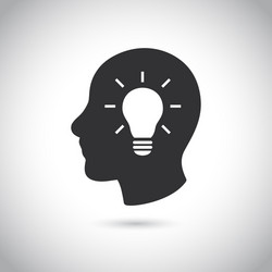 head with bulb icon on gray background vector image