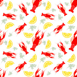 seamless seafood pattern with boiled crayfish vector image