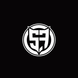 sf logo monogram with shield and circluar shape vector image