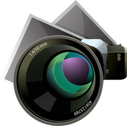 Slr camera with photo sheets Royalty Free Vector Image