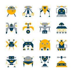 Transformer robot icon set artificial intelligence vector