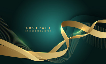 Abstract gold line ribbon curve overlap on green Vector Image