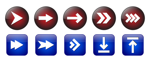 arrows icon set 3d glossy realistic arrow button vector image