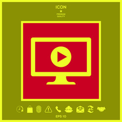 computer with play button icon vector image