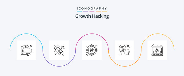 hacking line 5 icon pack including message vector image