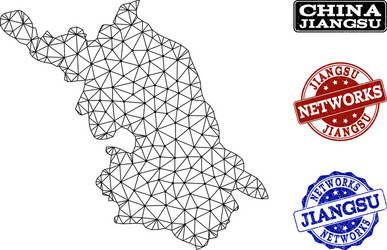 polygonal network mesh map of jiangsu vector image