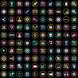 Seo 100 icons universal set for web and ui vector