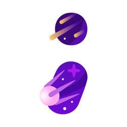 space shape with planet and asteroids set vector image
