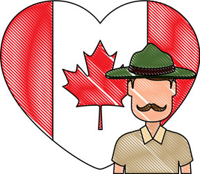 Canadian ranger with heart flag Royalty Free Vector Image