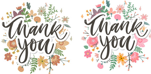 Floral Thank You Script Card Vector Image