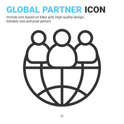 global partner icon with outline style isolated vector image