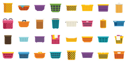 laundry baskets icons set showing different styles vector image