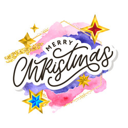 merry christmas text decorated with hand drawn Vector Image