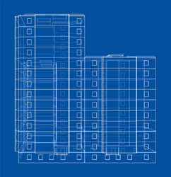 wire-frame model a multi-storey building vector image