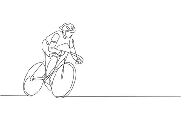 Agile Cyclist - Single Line Drawing vector image