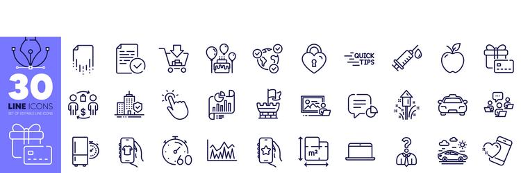 apple report document and shield line icons pack vector image