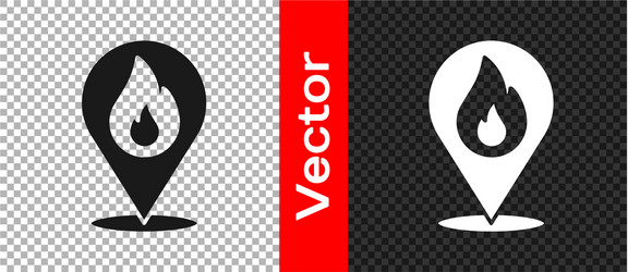 black map pointer with fire flame icon isolated vector image