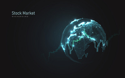 financial stock graph chart with globe background vector image