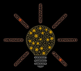 flare mesh network light bulb with flash spots vector image