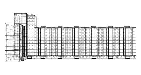 Multi-Story Building Wireframe Model vector image