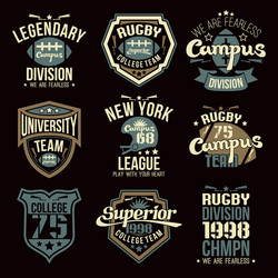 Rugby Team Emblems - Sport T-Shirt Graphics Vector Image