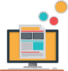 set icons with computer screen in white vector image