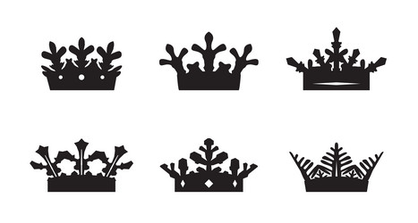 set of king crowns icon on white background vector