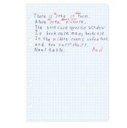 White squared blank paper sheet with the eng vector