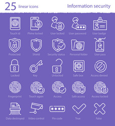 25 linear icons set vector image