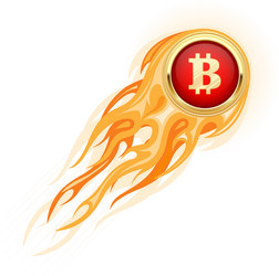 bitcoin takeoff - flaming flying up vector image